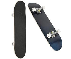 Complet Skateboard 31 Pouces - 7 Couches de Bois D'érable, Pré-Assemblé, Longboard Avec Roulement ABEC-9 Pour Ado Adultes (Bleu Foncé)