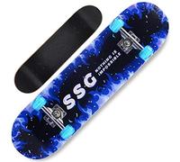 Complet Skateboard 31 Pouces,7 Couches de Bois D'érable, Skateboard Complet Pré-Assemblé, Planche Skateboard Longboards avec Roulement ABEC-7 pour Ado Adultes (SSG)