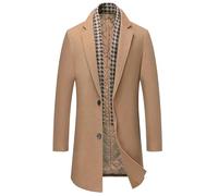 Complet Veste Et Pantalon Fit Business Thermique Ceinture Amovible Écharpe Écossais Moyenne Longueur Robe Prince Bleu, kaki foncé, XXL