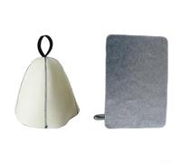 Complete Bathing Experience Chapeau de sauna en feutre et tapis de bain pour la relaxation (chapeau bleu + gris)
