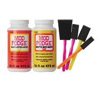 Complete Decoupage Kit-Two 16oz Bottles Waterbase Sealer/Glue (Matte Gloss Finish) with 4-pk Foam Brush Set, Clear