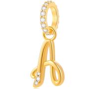 Complète initiale a-z 26 lettre pendante Charms, Perles d'alphabet en pierre cz en argent sterling 925 en or jaune 18 carats, convient au bracelet européen