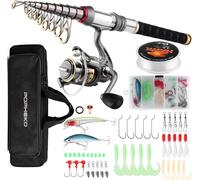 Complete Rod And Reel Set-Telescopic Pole Set With Reel Lure Lures Hooks Carry Bag For Freshwater Saltwater Fishing-Kids Gear
