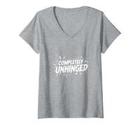 Complètement décharnière - Déclaration audacieuse pour Les Esprits Libres T-Shirt avec Col en V, Femme, Gris Chiné, S