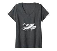 Complètement décharnière - Déclaration audacieuse pour Les Esprits Libres T-Shirt avec Col en V, Femme, Chiné Foncé, S