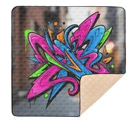 Complex Grand tapis antidérapant pour bébé et enfant Motif graffiti rose et bleu 127 x 127 cm