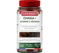 Complexe Chaga +-Champignon 800mg extrait 15:1-Vitamine C, Sélénium-Gélules | Cure de 60 gélules - Titré 30% bêta-Glucanes - Stress oxydatif - Vitamine C - Immunité - Fabrication Française - Superdiet