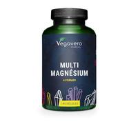 Complexe de Magnesium 375 mg | 180 Gélules | 4 FORMES - Bisglycinate, Malate, Citrate et Taurate | Avec Vitamine B2 & B6 | Absorption Supérieure | Sans Additifs & Vegan | Vegavero®