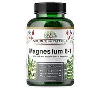 Complexe de Magnésium 750 mg | 210 mg Magnésium Élémentaire | 6 Formes Actives | 180 Gélules Véganes | Haute Teneur | Source of Nature