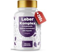 Complexe Foie Haute Dose - 200 Gélules - 8-en-1 avec Chardon-Marie, Artichaut, Pissenlit, Choline, Acide Folique & B12 - Vegan - Fabriqué en Allemagne - Testé en Laboratoire