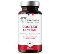 Complexe GLYCÉMIE | Reducose® + Cannelle + Chrome | Stimule l'hormone de Satiété GLP-1 (+60%) | Réduit l’assimilation des Glucides (-40%) | Glycémie Stable | 60 Gélules | Made in France | Terravita