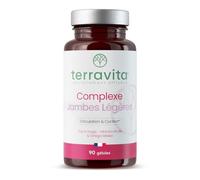 Complexe Jambes Légères | 6 Actifs Hautement Dosés | Vigne Rouge - Marronnier d’Inde - Ginkgo Biloba - Ortie | Circulation Sanguine - Drainage Lymphatique | 90 Gélules | Made in France | Terravita