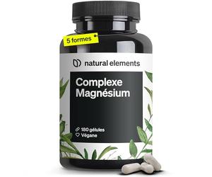 Complexe Magnésium - premium Constitué de cinq composés de haute qualité - 200mg de magnésium élémentaire par dose journalière - contrôlé en laboratoire, végane, hautement dosé