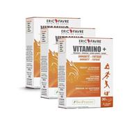 COMPLEXE MULTIVITAMINES ET MINERAUX Vitamino+ - Haute Absorption - Vitamines A, B, C, D3, E, Minéraux, Acides Aminés, Zinc - Immunité, Fatigue - Programme 90J - Lot de 3 x 30 Comprimés - Eric Favre