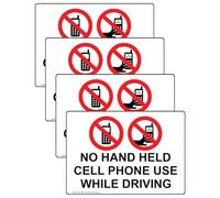 ComplianceSigns. com Lot de 4 autocollants en vinyle pour téléphone portable sans utilisation pendant la conduite 12,7 x 8,9 cm