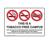ComplianceSigns. com This is A Tobacco Free Campus Label Decal with Symbol, 12,7 x 8,9 cm, Lot de 4 autocollants en vinyle pour ne pas fumer, fabriqué aux États-Unis
