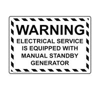 ComplianceSigns.com Warning Electrical Service est équipé d'un autocollant d'étiquettes pour générateur de veille manuel, 12,7 x 8,9 cm. Lot de 4 autocollants en vinyle