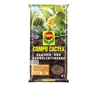 Compo CACTEA® Terreau pour cactus et plantes succulentes, sans tourbe, 5 l, terre spéciale pour cactus et plantes succulentes, structure lâche pour des racines saines, circulation optimale de l'eau