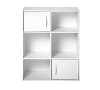 COMPO Meuble de rangement 6 cases et 2 portes - L62 cm - Blanc