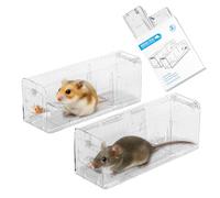 COMPOLICY 2PCS Piège à Souris Vivante, Piège à Rongeurs Humain pour Intérieur et Extérieur, Nasse à Rat Réutilisable, Totalement Transparent & Sûr pour Famille et Animaux Domestiques