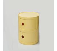 Componibili 2/3/4 Portes Table D'appoint Avec Porte Coulissante Meuble Conteneur Léger Et Pratique Table De Chevet Plastique Ronde Étagères Avec Tiroirs Armoire Rangement(Tulip yellow,2 Tier)
