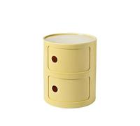 Componibili 2/3/4 Portes Table D'appoint Avec Porte Coulissante Meuble Conteneur Léger Et Pratique Table De Chevet Plastique Ronde Étagères Avec Tiroirs Armoire Rangement(Light yellow,2 Tier)