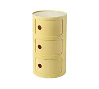 Componibili 2/3/4 Portes Table D'appoint Avec Porte Coulissante Meuble Conteneur Léger Et Pratique Table De Chevet Plastique Ronde Étagères Avec Tiroirs Armoire Rangement(Light yellow,3 Tier)