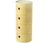 Componibili 2/3/4 Portes Table D'appoint Avec Porte Coulissante Meuble Conteneur Léger Et Pratique Table De Chevet Plastique Ronde Étagères Avec Tiroirs Armoire Rangement(Light yellow,4 Tier)