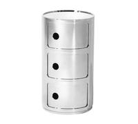 Kartell Componibili, Conteneur 3 éléments, Chrome, Base ronde