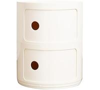 Componibili Bio Meuble de rangement rond à 2 étages Table d'appoint élégante et armoire de rangement à porte coulissante pour chambre à coucher Blanc cassé Solution de mobilier polyvalent