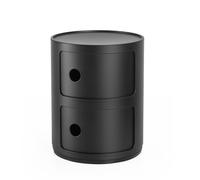 Kartell Componibili Recycled, Meuble Conteneur 2 éléments, Noir opaque