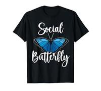 Comportement de Papillon Social extroverti T-Shirt Graphique avec Valeur, Homme, Noir, L