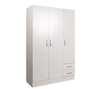 Composad Armoire de la Ligne Facile avec 3 Portes et 2 tiroirs, Chambre à Coucher, Armoire avec Portes, Dimensions (LxHxP) 119,30 x 184,40 x 46,30 cm, Couleur Blanche, fabriquée en Italie