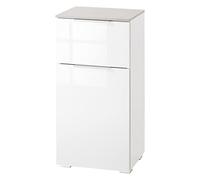 Composad | Armoire de la Ligne GALAVERNA avec 1 Tiroir et 1 Porte, Armoire de Rangement Salle de Bains, Dimensions (lxhxp) 40x82,50x35 cm, Couleur Ciment et Blanc Laqué, Fabrique en Italie