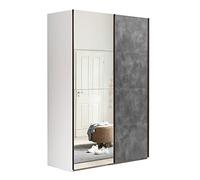 Composad Armoire de la Ligne Systema, Armoire à 2 Portes coulissantes avec Portes Miroir, Chambre à Coucher, (LxHxP) 150 x 223 x 67 cm, Couleur Blanc et Gris Tadao, fabriquée en Italie
