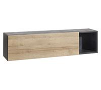 COMPOSAD | Armoire Murale de la Ligne Vittoria avec 1 Porte et 1 Compartiment, Séjour, Meuble Suspendu, Dimensions (LxHxP) 140x35x30,10 cm, Couleur Chêne et Gris Tadao,Fabrique en Italie