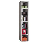 Composad Bibliothèque étroite et Haute 6 Compartiments Couleur Ciment Ligne Dessin Beige