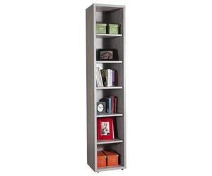 Composad Bibliothèque étroite et Haute 6 Compartiments Couleur Ciment Ligne Dessin Beige
