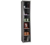Composad | Bibliothèque Haute de la Ligne Design avec 1 Porte en Verre et 5 étagères réglables, étagère Colonne, (LxHxP) 44 x 217,50 x 35,70, Couleur Gris Ciment, Studio, Salon, fabriqué en Italie