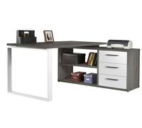 Composad | Bureau de la Ligne Design avec 3 tiroirs et 2 Compartiments, Bureau d'angle avec tiroirs et bibliothèque, Dimensions (LxHxP) 160 x 74,80 x 140 cm, Couleur chêne Sonoma et Blanc laqué,