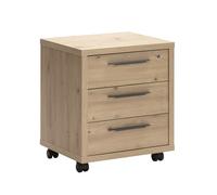Composad Commode de la Ligne Design avec 3 tiroirs et Roues, Commode de Bureau, Commode avec Serrure (LxHxP) 48,60 x 63,10 x 45,20 cm, Couleur chêne Miel, fabriqué en Italie