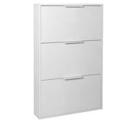 Composad | Étagère à chaussures Slim de la ligne Espresso avec 3 rabats - Meuble à chaussures - Pour entrée, rangement - Dimensions : 65 x 105,5 x 15 cm - Couleur blanche - Fabriqué en Italie