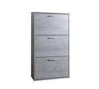 Composad | Meuble à chaussures de la Ligne FLOW avec 3 Portes, Double Profondeur, étagère à chaussures peu encombrant, Dimensions (LxHxP) 65x119x25 cm, Couleur Gris Ciment, Fabrique En Italie