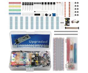 Composant électronique Kit de Démarrage avec Breadboard LED Buzzer résistance Transistor Module d'alimentation Fil de Connexion Potentiomètre de Précision Divers composants Compatible avec Arduino IDE