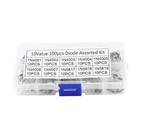 Composants consommateurs d'énergie diode SMD s4 + redresser 100pcs 10 valeurs Kit de diode de redresseur électronique 1N4001~1N4007 1N5817~1N5819 avec accessoire de remplacement de boîte transpare