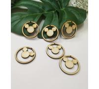Composants de boucles d'oreilles vierges en macramé - Tête de Mickey Mouse - Découpe en bois pour la fabrication de bijoux (3,8 cm)