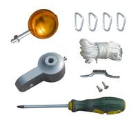 Composants de rechange pour mât de drapeau - Kits de fixation pour mât de drapeau, pièces métalliques faciles à installer - Poulie d'extrémité dorée, taquet doré, pince, vis, décoration de 5 cm
