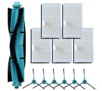 Composants d'entretien de base comprenant brosse à récurer principale, 5 unités de filtre et 6 poils latéraux pour MEDION X41 SW X41 SW+ X42 SW+ MD 11916 MD 14841 MD 12034
