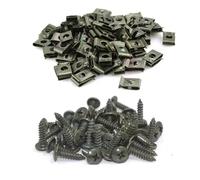 Composants Fixation 20Pièces/set Motorcycle Car Scooter ATV Moped Ebike Cover Metal Retainer Self-tapping Screws And U-Type Clips M4 M5