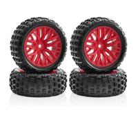 Composants Jouets RC Pour Arrma Pour Traxxas Pour 2S Pour Typhon Pour Grom 1/18 4 Pièces Moyeux Roues Pneus Haute Ténacité 55A Rc En Caoutchouc(Red)